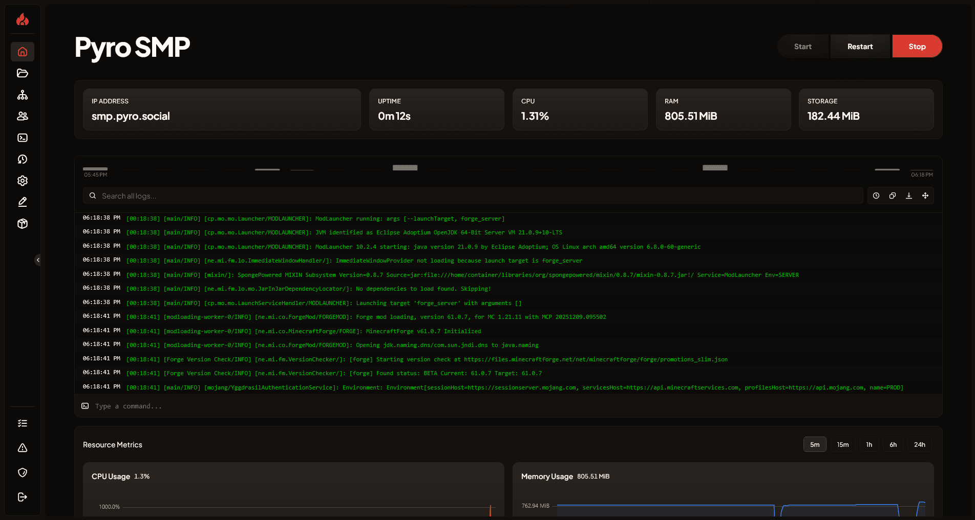 Project Ember panel's homepage